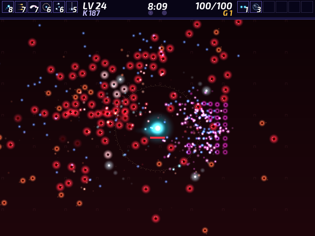 Midway through the night: enemy swarms close in around the orb